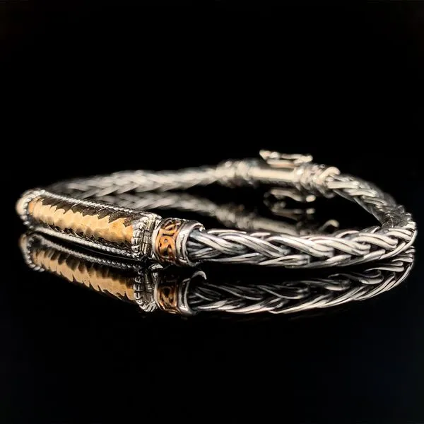 Keith Jack Celtic Sterling Silver And Bronze Wheat Link Hinged Bracelet Image 2 Geralds Jewelry Oak Harbor, WA