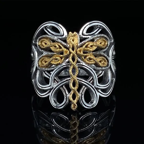 Keith Jack Celtic Silver And Yellow Gold Dragonfly Ring Geralds Jewelry Oak Harbor, WA