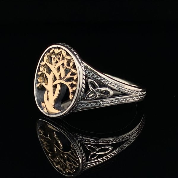 Keith Jack Celtic Tree Of Life Ring, Silver And Yellow Gold Image 2 Geralds Jewelry Oak Harbor, WA