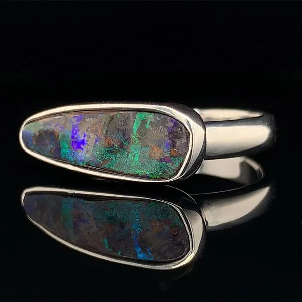 Oblong Australian Boulder Opal Horizontal Ring Image 2 Geralds Jewelry Oak Harbor, WA