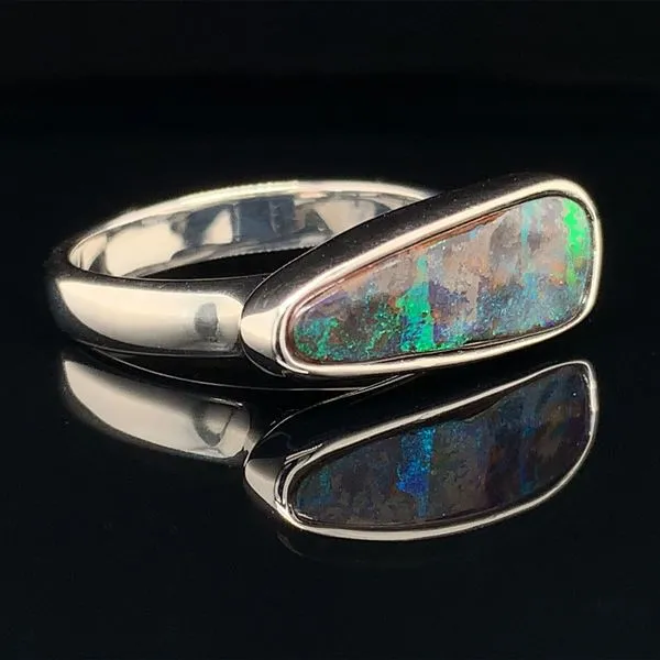 Oblong Australian Boulder Opal Horizontal Ring Image 3 Geralds Jewelry Oak Harbor, WA