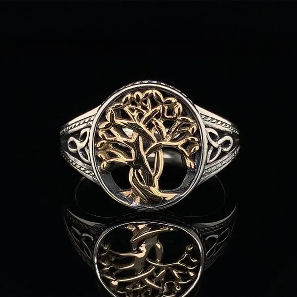 Keith Jack Celtic Tree Of Life Ring, Silver And Yellow Gold Geralds Jewelry Oak Harbor, WA