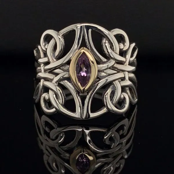 Keith Jack Celtic Sterling Silver & 10K Angel Ring With Amethyst Geralds Jewelry Oak Harbor, WA
