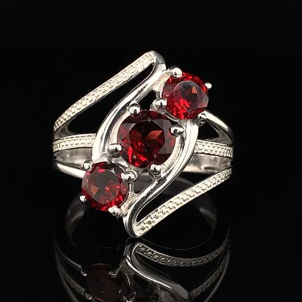 Garnet Three Stone and Sterling Silver Fashion Ring Geralds Jewelry Oak Harbor, WA