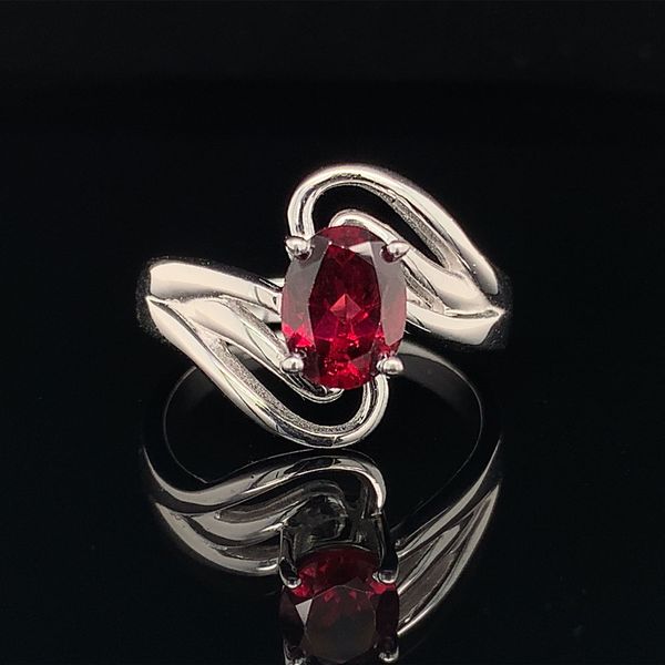 Solitaire Garnet Bypass Sterling Silver Ring Geralds Jewelry Oak Harbor, WA