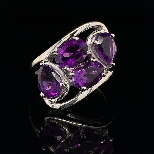 Pear and Oval Shape Amethyst Sterling Silver Ring Geralds Jewelry Oak Harbor, WA