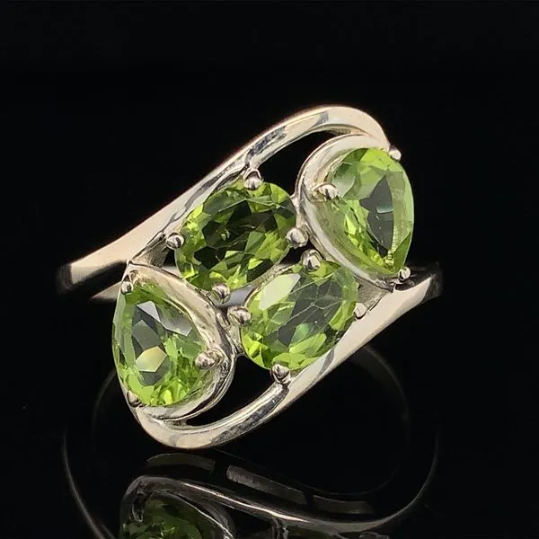 Oval and Pear Shape Peridot Sterling Silver Ring Geralds Jewelry Oak Harbor, WA