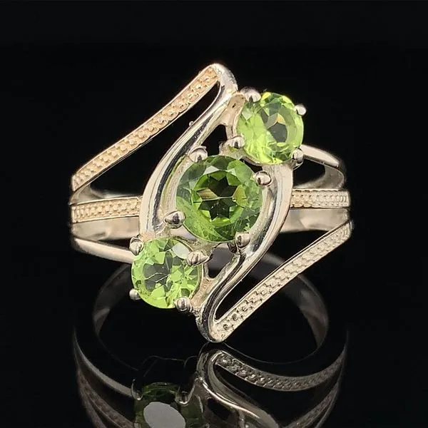 Peridot Three Stone and Sterling Silver Fashion Ring Geralds Jewelry Oak Harbor, WA