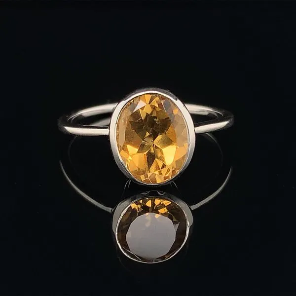 Bezel Set Oval Cut Citrine and Sterling Silver Ring Geralds Jewelry Oak Harbor, WA