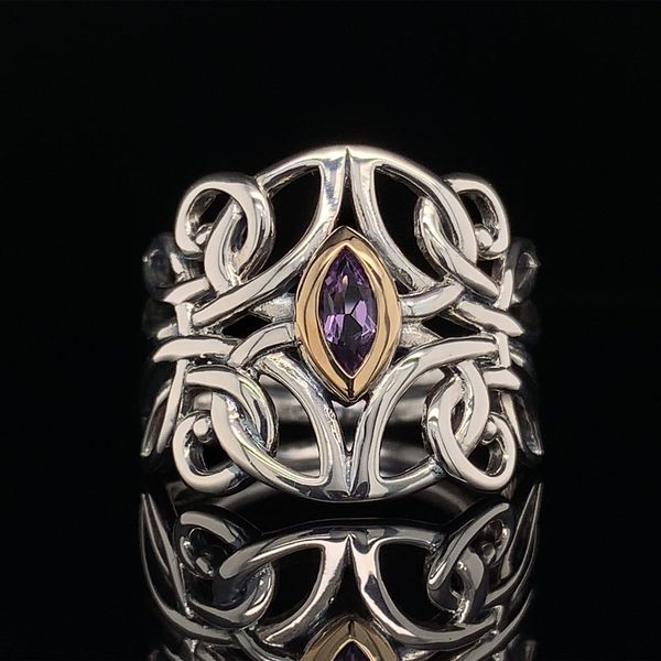 Keith Jack Celtic Sterling Silver & 10K Angel Ring With Amethyst Geralds Jewelry Oak Harbor, WA