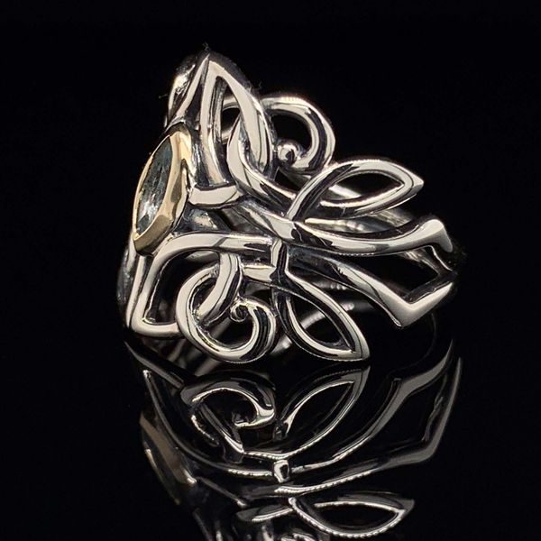 Keith Jack Celtic Angel Ring With Blue Topaz Image 2 Geralds Jewelry Oak Harbor, WA