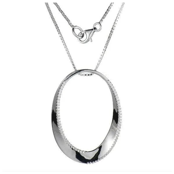 ELLE Sterling Silver Open Oval Pendant with Cubic Zirconia Geralds Jewelry Oak Harbor, WA