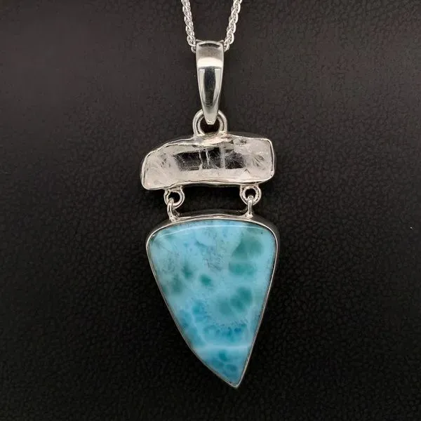 Larimar and Quartz Pendant Geralds Jewelry Oak Harbor, WA