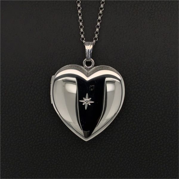 Sterling Silver Heart Locket with Diamond Geralds Jewelry Oak Harbor, WA