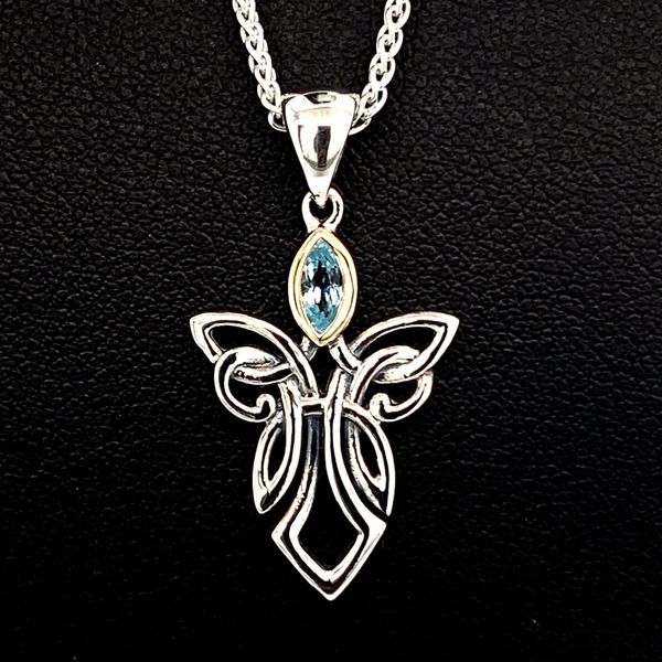 Keith Jack Celtic Guardian Angel Pendant, Blue Topaz Geralds Jewelry Oak Harbor, WA