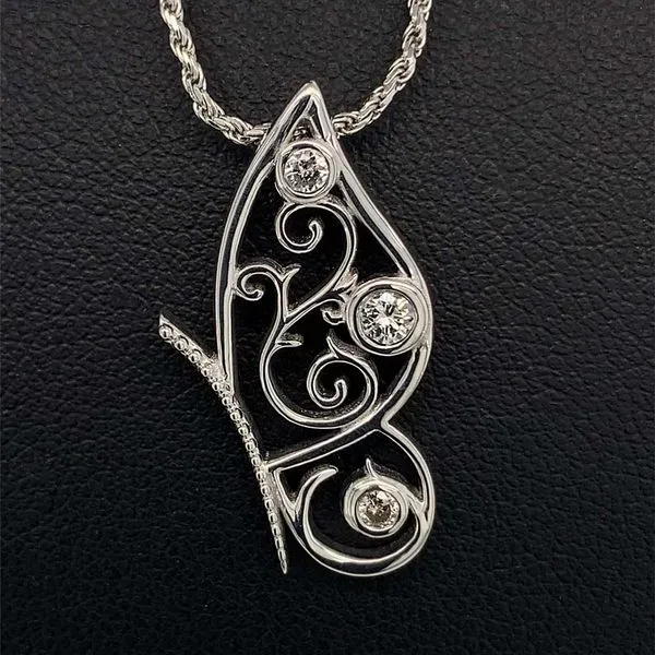 Custom Sterling Silver and Diamond Butterfly Pendant Geralds Jewelry Oak Harbor, WA