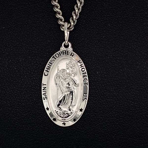 Oval St. Christopher Medal Sterling Silver Pendant Geralds Jewelry Oak Harbor, WA