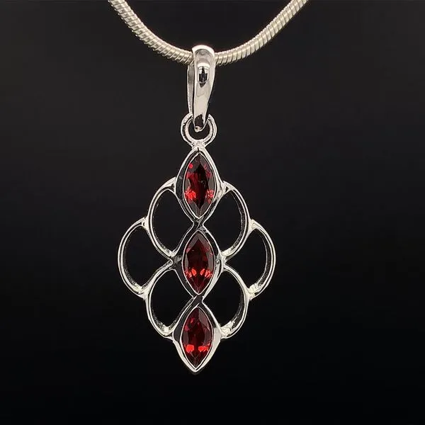 Three Marquise Cut Garnets and Sterling Silver Pendant Geralds Jewelry Oak Harbor, WA