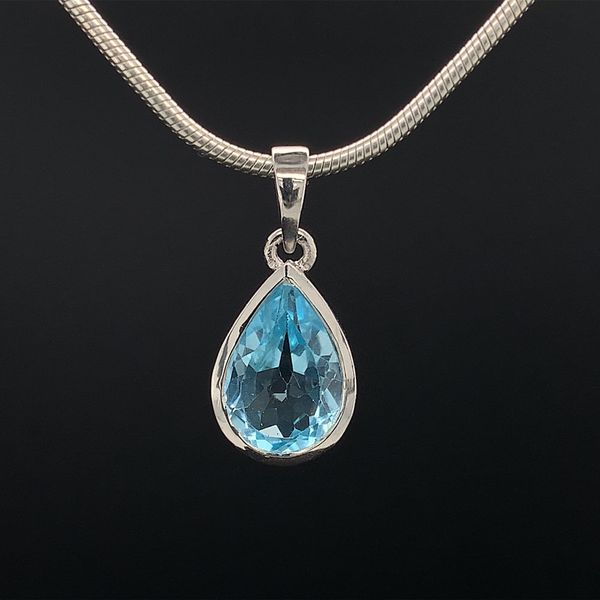 Pear Shape Sky Blue Topaz and Sterling Silver Pendant Geralds Jewelry Oak Harbor, WA