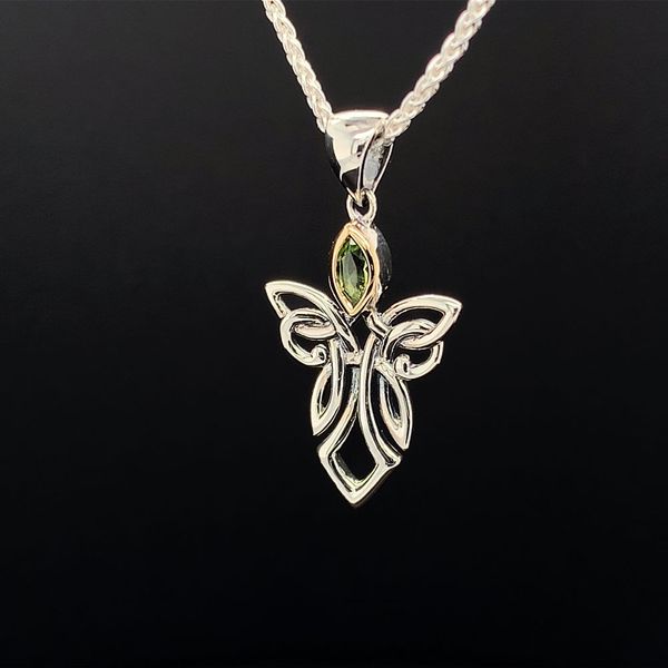 Keith Jack Celtic Small Angel Necklace, Peridot Image 2 Geralds Jewelry Oak Harbor, WA