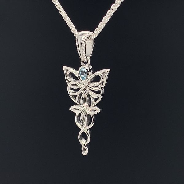 Keith Jack Celtic Butterfly Petite Pendant, Sky Blue Topaz Image 2 Geralds Jewelry Oak Harbor, WA