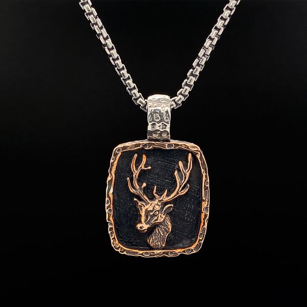 Keith Jack Celtic Silver And Bronze Stag Pendant, Large Geralds Jewelry Oak Harbor, WA