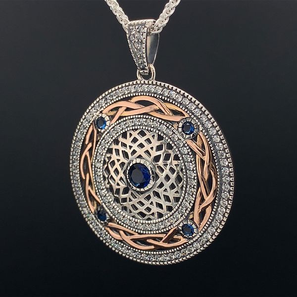 Keith Jack Celtic Brave Heart Pendant With Blue Cubic Zirconia Geralds Jewelry Oak Harbor, WA
