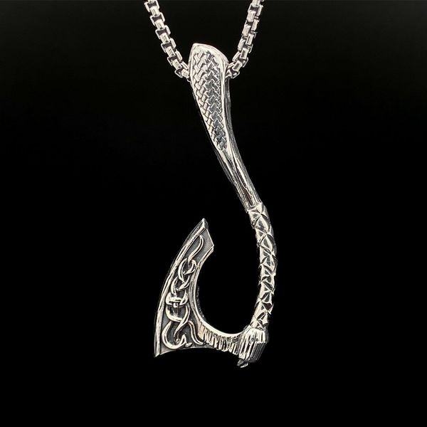 Keith Jack Celtic Curved Viking Warrior Axe Pendant Image 2 Geralds Jewelry Oak Harbor, WA