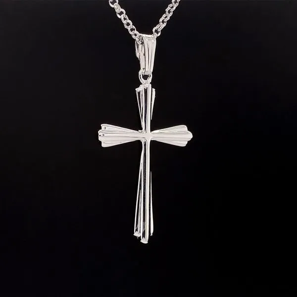 Sterling Silver Ribbed Flare Cross Pendant Geralds Jewelry Oak Harbor, WA