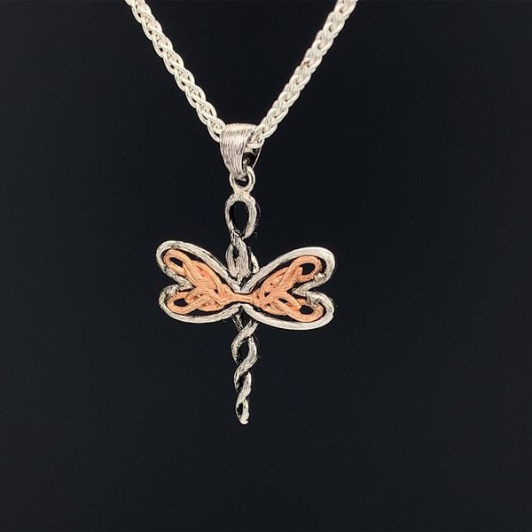 Keith Jack Celtic Petite Dragonfly Necklace, Rose Gold Image 2 Geralds Jewelry Oak Harbor, WA