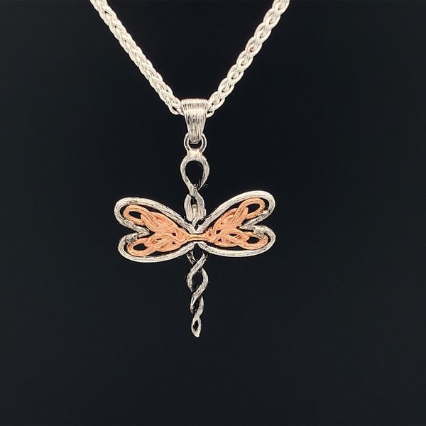 Keith Jack Celtic Petite Dragonfly Necklace, Rose Gold Geralds Jewelry Oak Harbor, WA