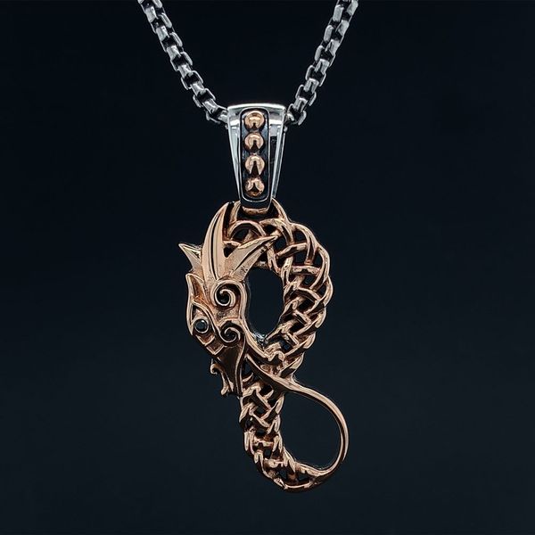 Keith Jack Celtic Reversible Dragon Pendant in Sterling Silver And Bronze Geralds Jewelry Oak Harbor, WA