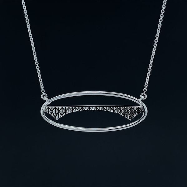 Custom Deception Pass Oval Station Pendant in Sterling Silver Image 2 Geralds Jewelry Oak Harbor, WA