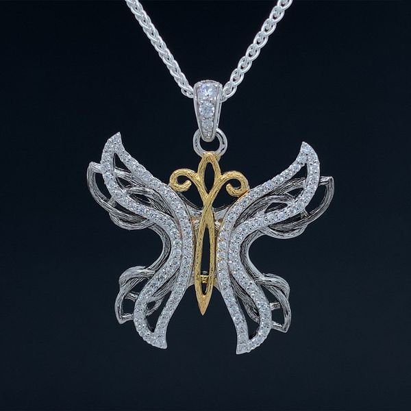 Keith Jack Celtic Sterling Silver And Yellow Gold Butterfly Pendant Geralds Jewelry Oak Harbor, WA