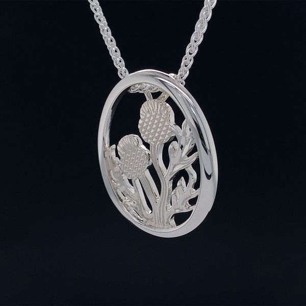 Keith Jack Celtic Silver Thistle Framed Pendant Image 2 Geralds Jewelry Oak Harbor, WA