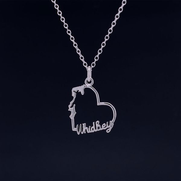 Custom Petite Whidbey Island Heart Pendant in Sterling Silver Geralds Jewelry Oak Harbor, WA