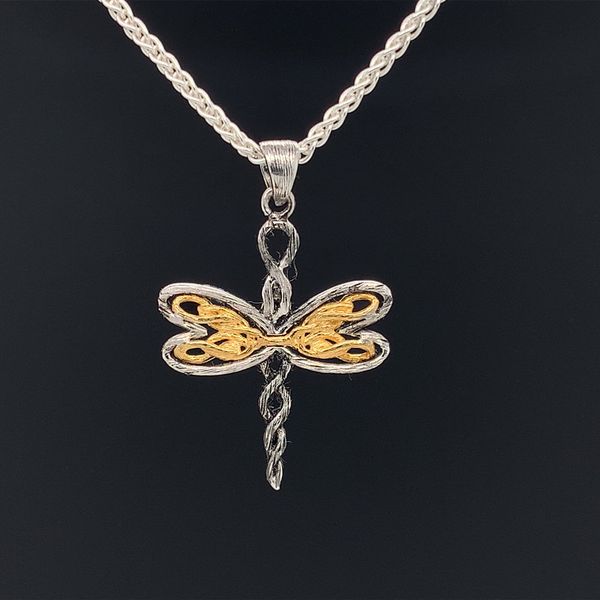 Keith Jack Celtic Petite Dragonfly Necklace, Yellow Gold Geralds Jewelry Oak Harbor, WA