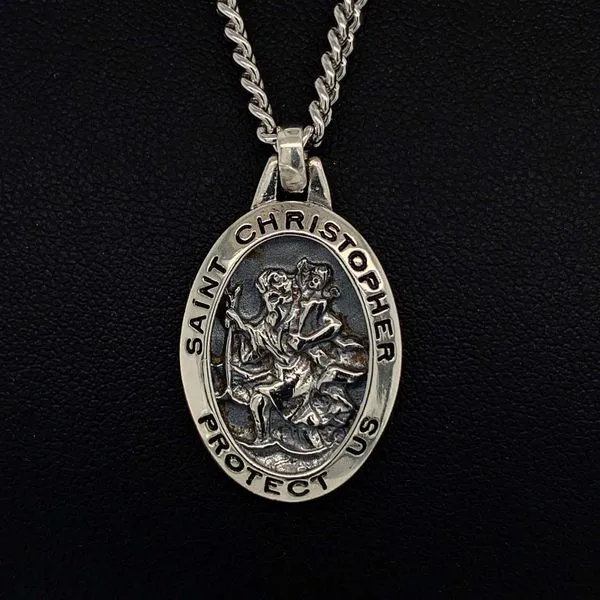 Sterling Silver St. Christopher Oval Medal Geralds Jewelry Oak Harbor, WA