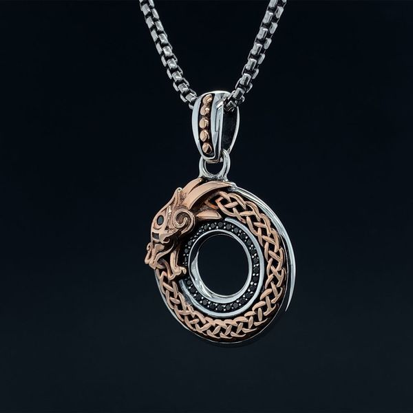 Keith Jack Celtic Silver And Bronze Round Dragon Pendant, Small Image 2 Geralds Jewelry Oak Harbor, WA