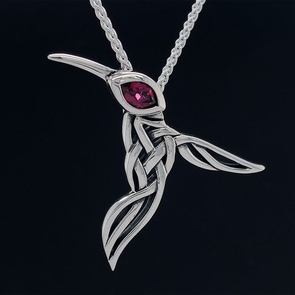 Keith Jack Celtic Rhodolite Garnet Hummingbird Pendant Image 2 Geralds Jewelry Oak Harbor, WA