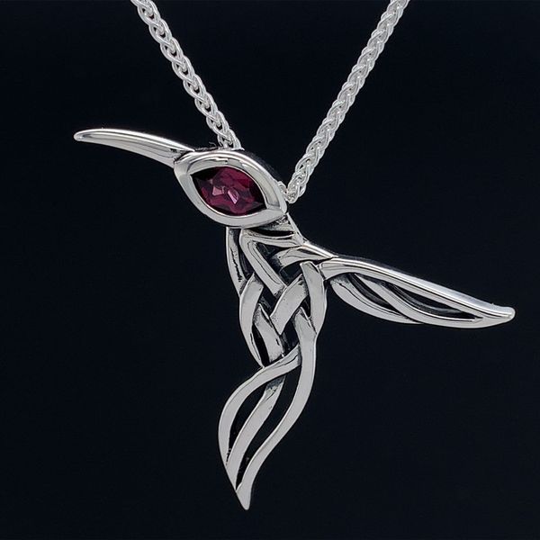 Keith Jack Celtic Rhodolite Garnet Hummingbird Pendant Geralds Jewelry Oak Harbor, WA