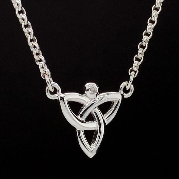 Keith Jack Celtic Diamond and Silver Trinity Necklace Image 2 Geralds Jewelry Oak Harbor, WA
