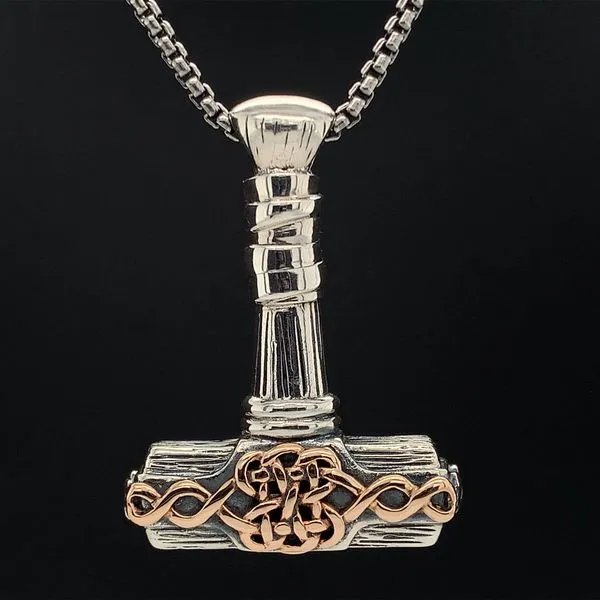 Keith Jack Celtic Thor's Hammer Reversible Pendant, Sterling Silver And Bronze Geralds Jewelry Oak Harbor, WA