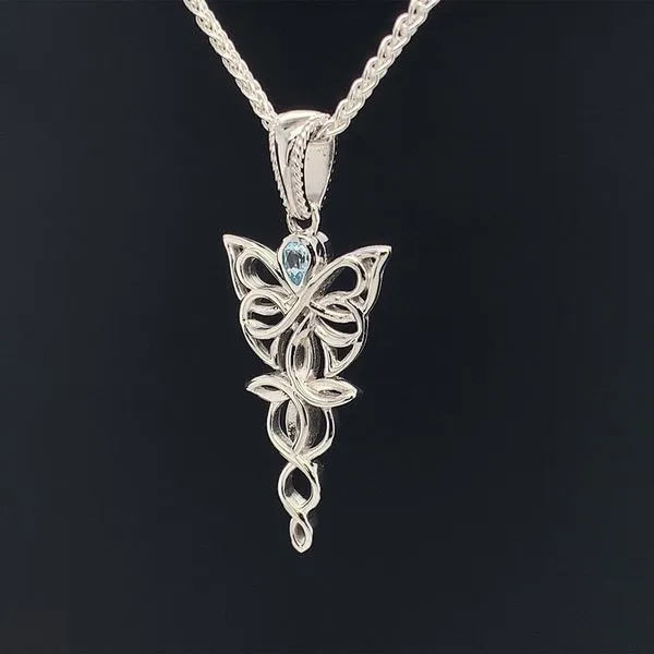 Keith Jack Celtic Butterfly Petite Pendant, Sky Blue Topaz Image 2 Geralds Jewelry Oak Harbor, WA