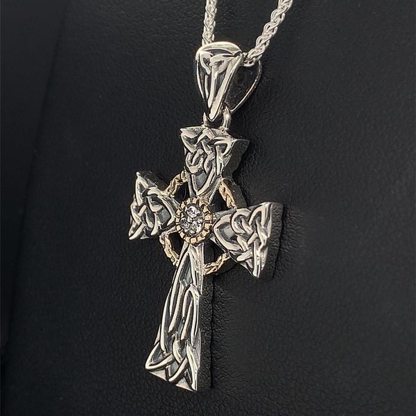 Keith Jack Celtic Small Cross With White Sapphire Image 2 Geralds Jewelry Oak Harbor, WA