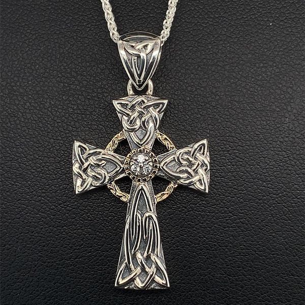 Keith Jack Celtic Small Cross With White Sapphire Geralds Jewelry Oak Harbor, WA