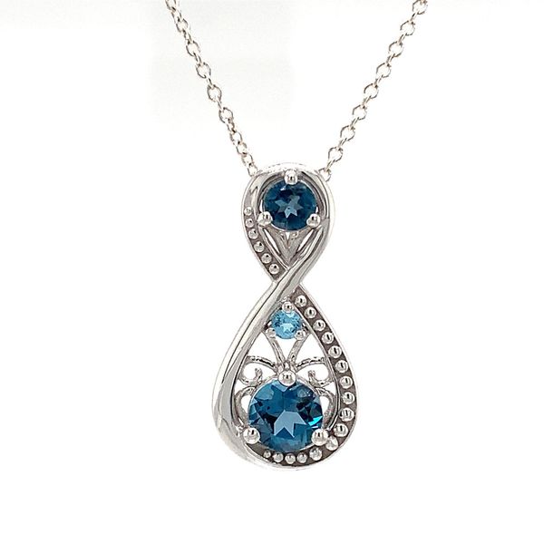 Blue Topaz Infinity Inspired Pendant Image 4 Geralds Jewelry Oak Harbor, WA