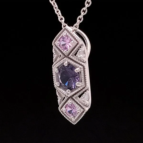 Vintage Inspired Three Stone Spinel Pendant Image 3 Geralds Jewelry Oak Harbor, WA
