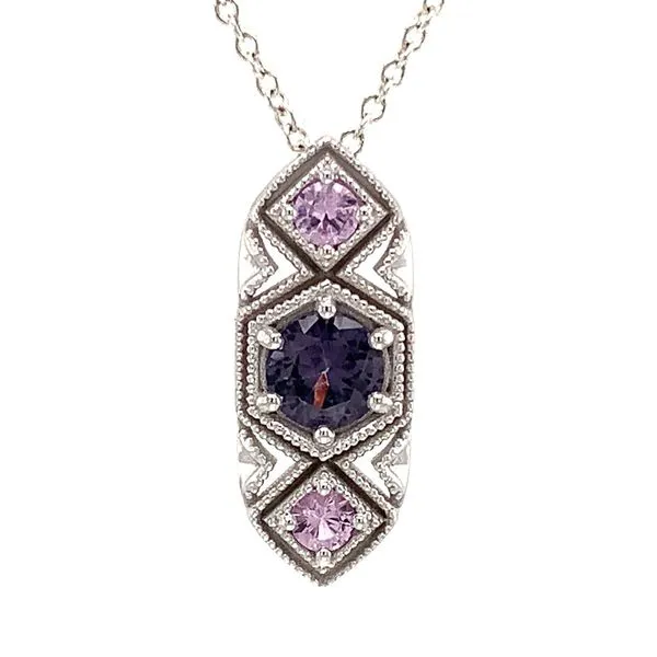 Vintage Inspired Three Stone Spinel Pendant Image 4 Geralds Jewelry Oak Harbor, WA