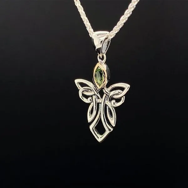 Keith Jack Celtic Small Angel Necklace, Peridot Image 2 Geralds Jewelry Oak Harbor, WA